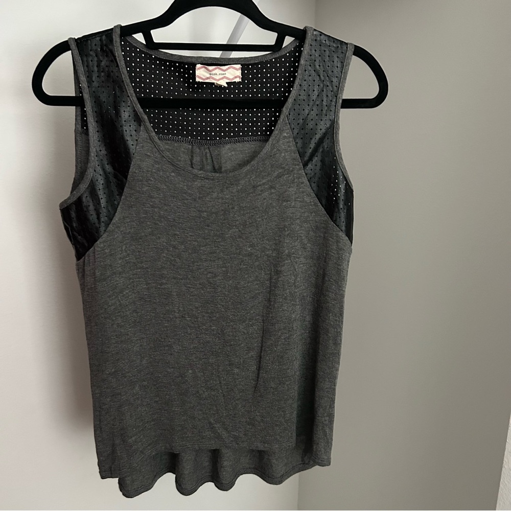 Pink Rose Charcoal and Black Tank Top